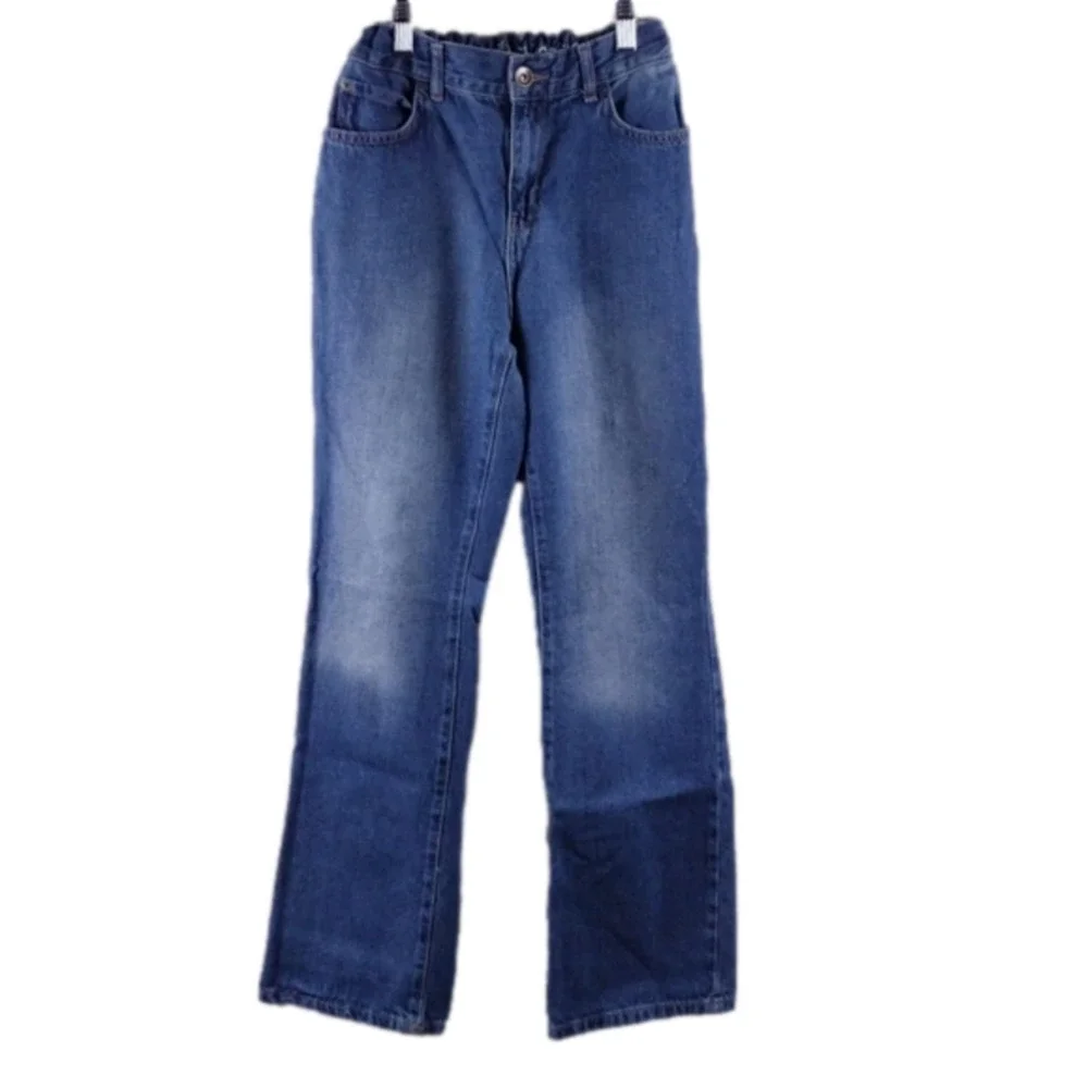 Children's Place Blue Medium Wash Five Pocket Mid Rise Button Zip Boot Cut Jeans